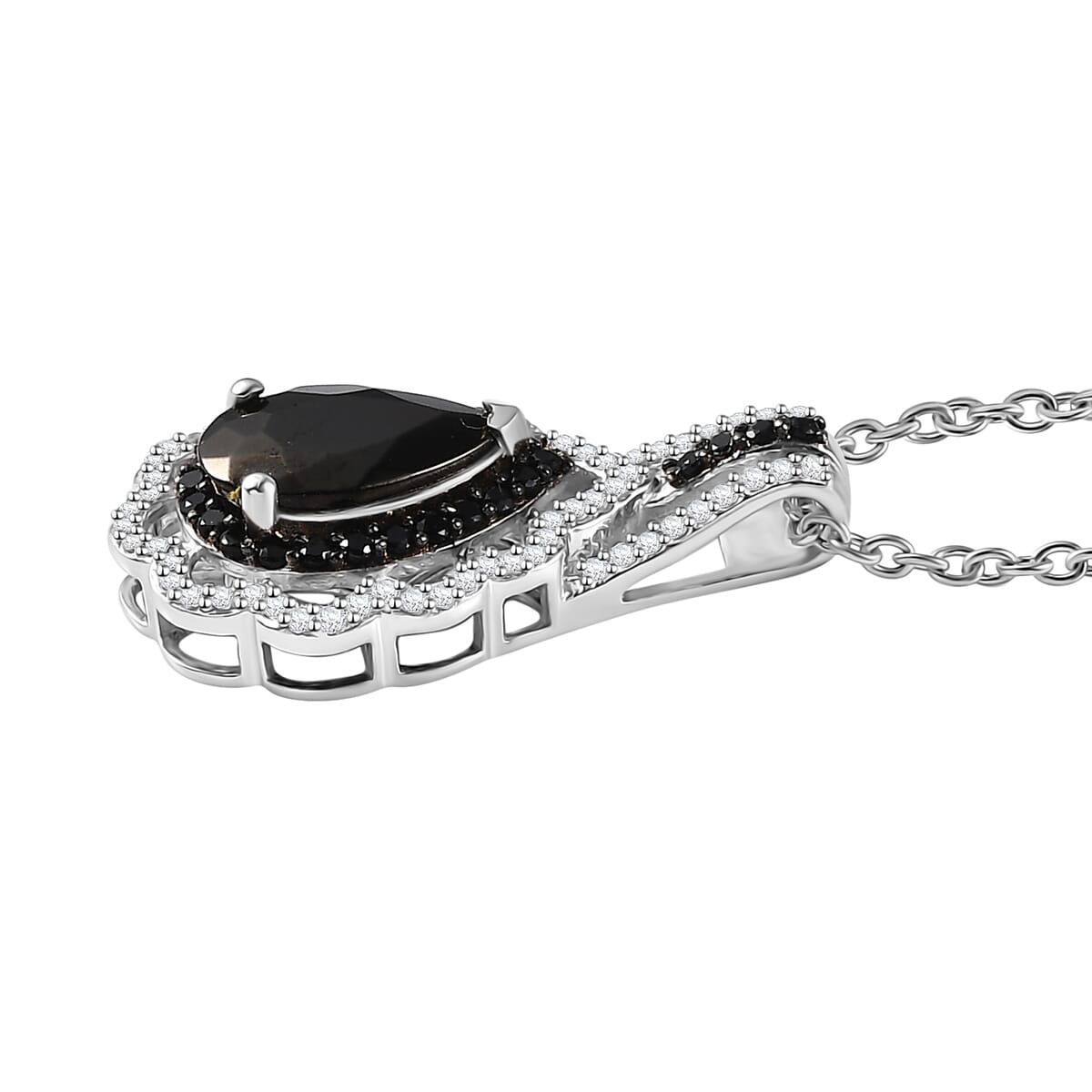 Karis Elite Shungite and Multi Gemstome 1.70 ctw Pendant in Platinum Bond with Stainless Steel Necklace 20 Inches image number 3