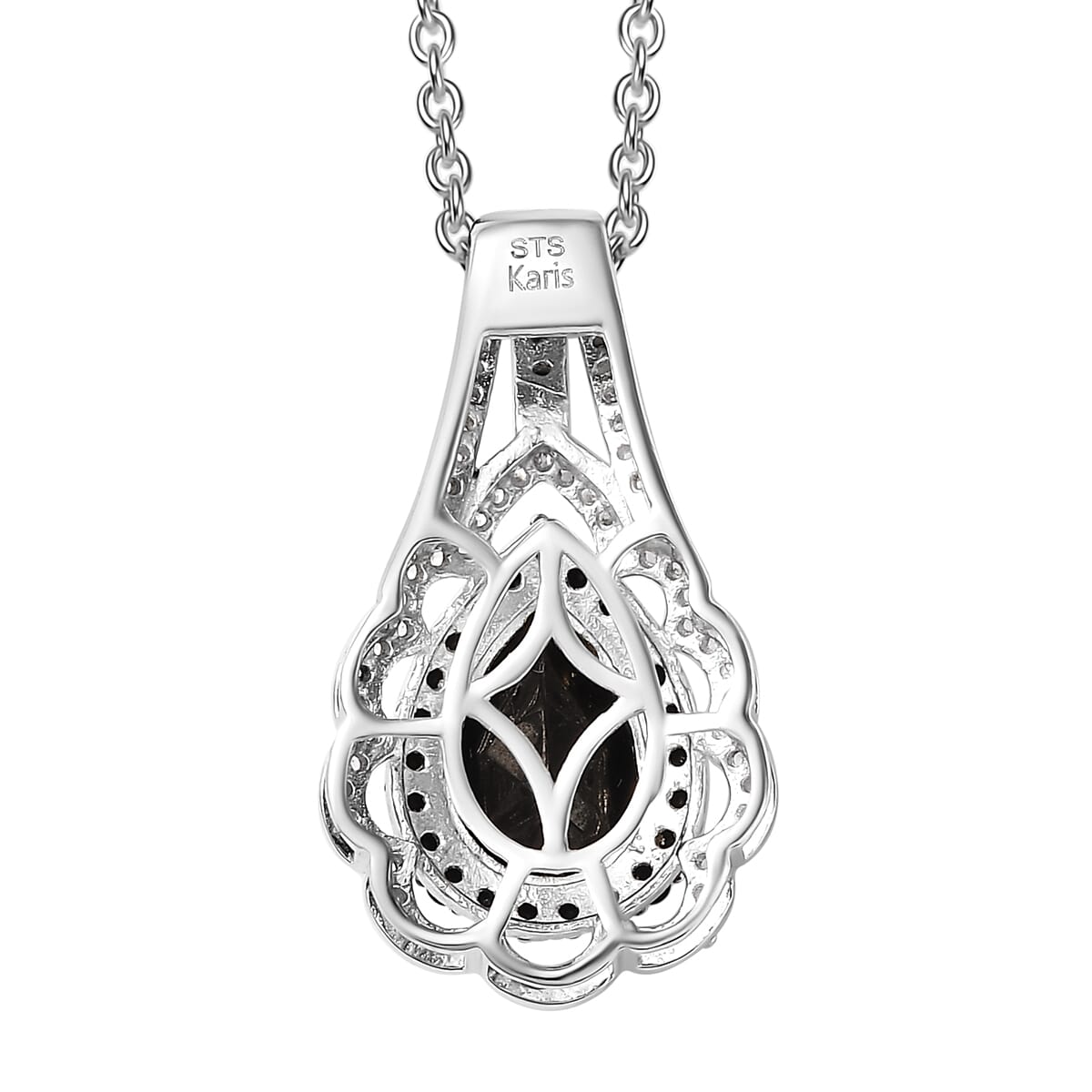 Karis Elite Shungite and Multi Gemstome 1.70 ctw Pendant in Platinum Bond with Stainless Steel Necklace 20 Inches image number 4