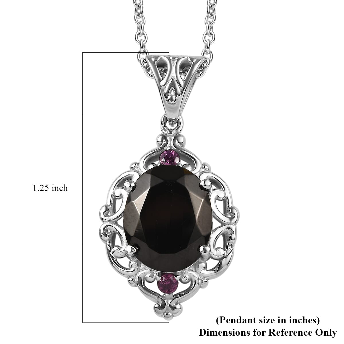 Elite Shungite and Orissa Rhodolite Garnet 2.65 ctw Pendant Necklace in Stainless Steel 20 Inches image number 6