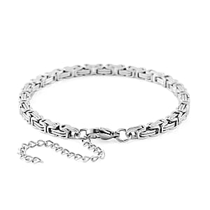 Simulated Multi Color Diamond Set of 2 Tennis and Byzantine Bracelet in Stainless Steel (7.50-9.0In)