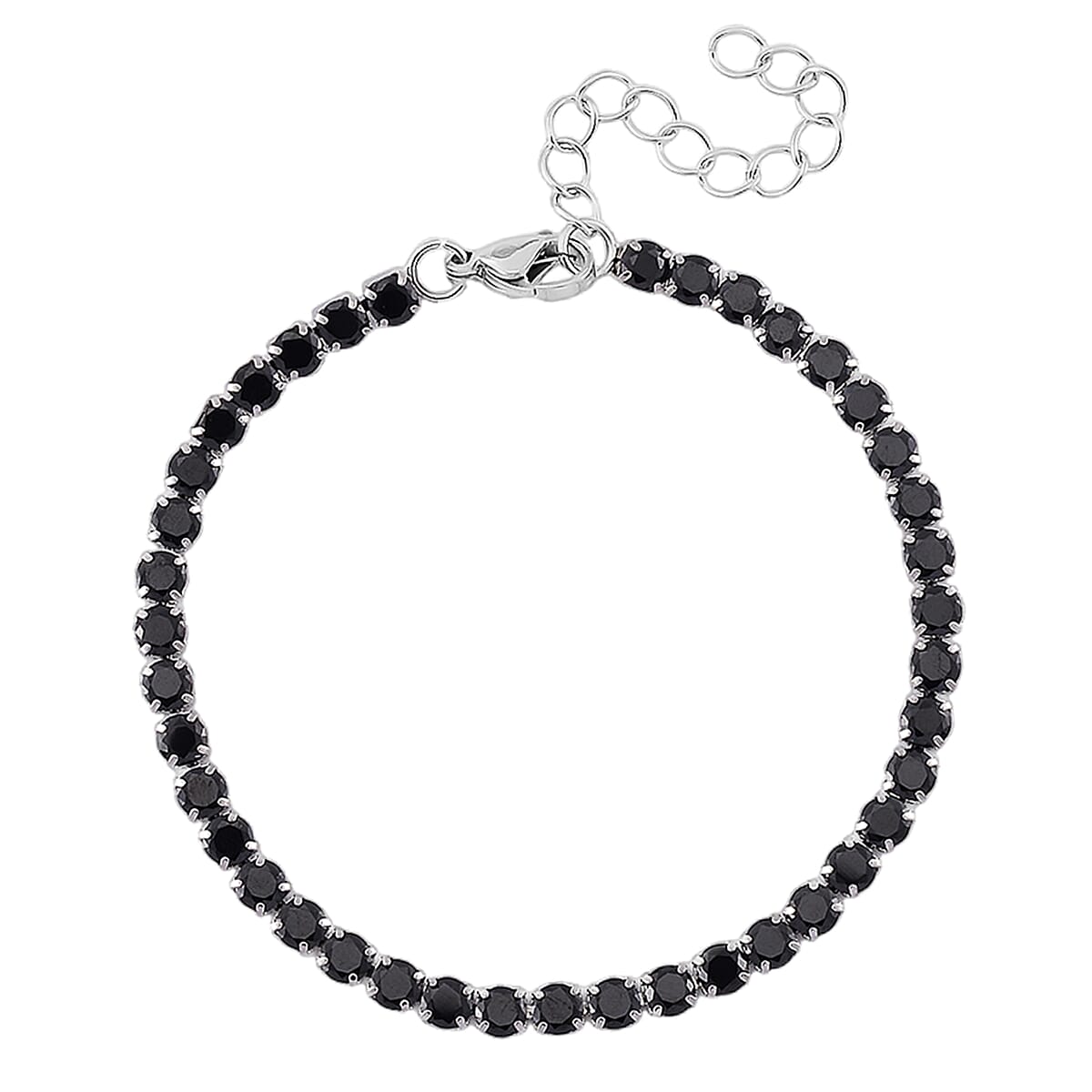 Simulated Black Diamond Set of 2 Tennis and Byzantine Bracelet in Stainless Steel (7.50-9.0In) image number 9