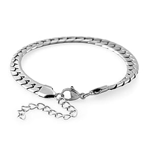 Simulated Blue Diamond Set of 2 Tennis and Curb Bracelet in Stainless Steel (7.50-9.0In)