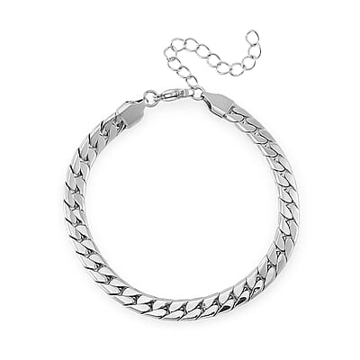 Simulated Blue Diamond Set of 2 Tennis and Curb Bracelet in Stainless Steel (7.50-9.0In)