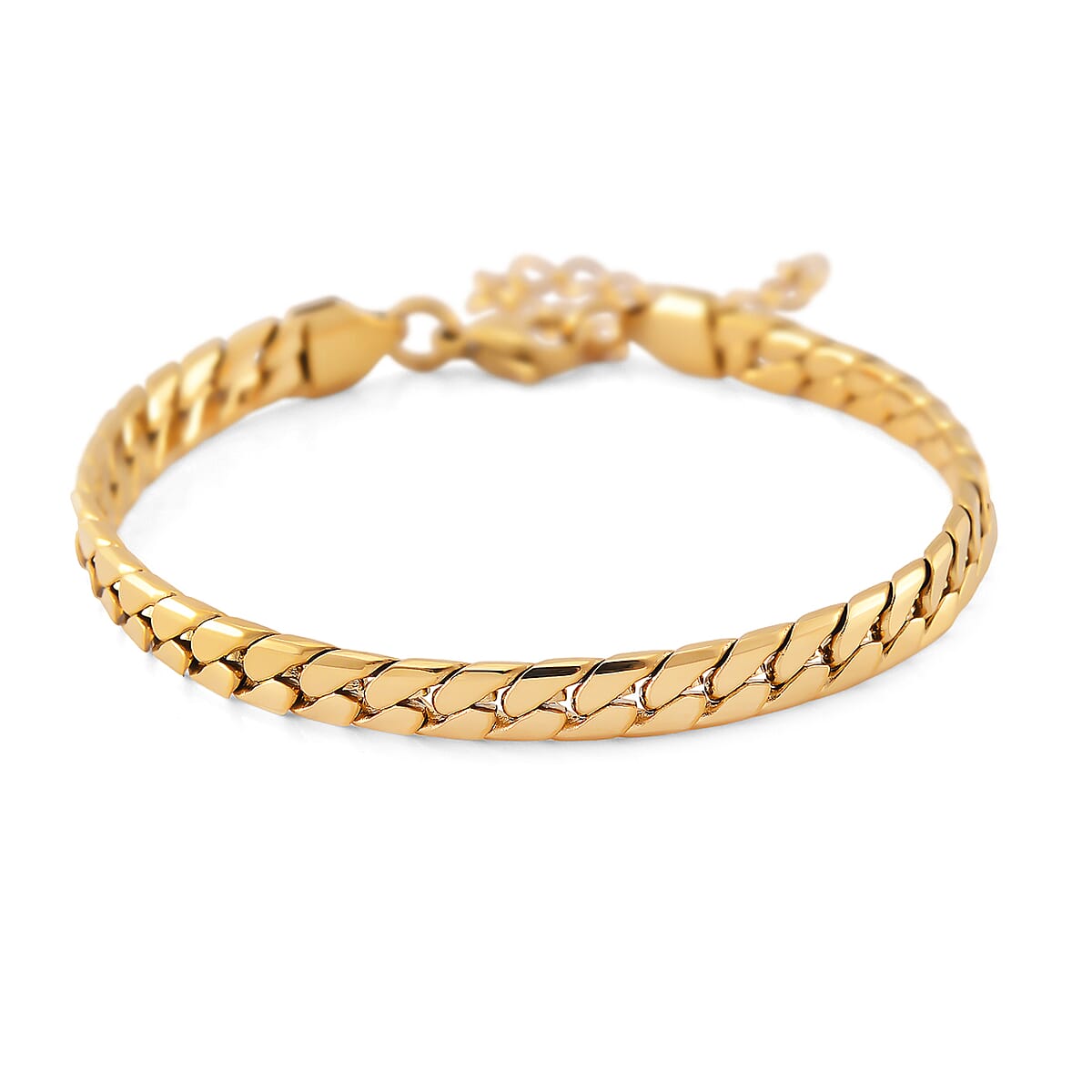 Simulated Pink Diamond Set of 2 Tennis and Curb Bracelet in ION Plated YG Stainless Steel (7.50-8.0In) image number 3