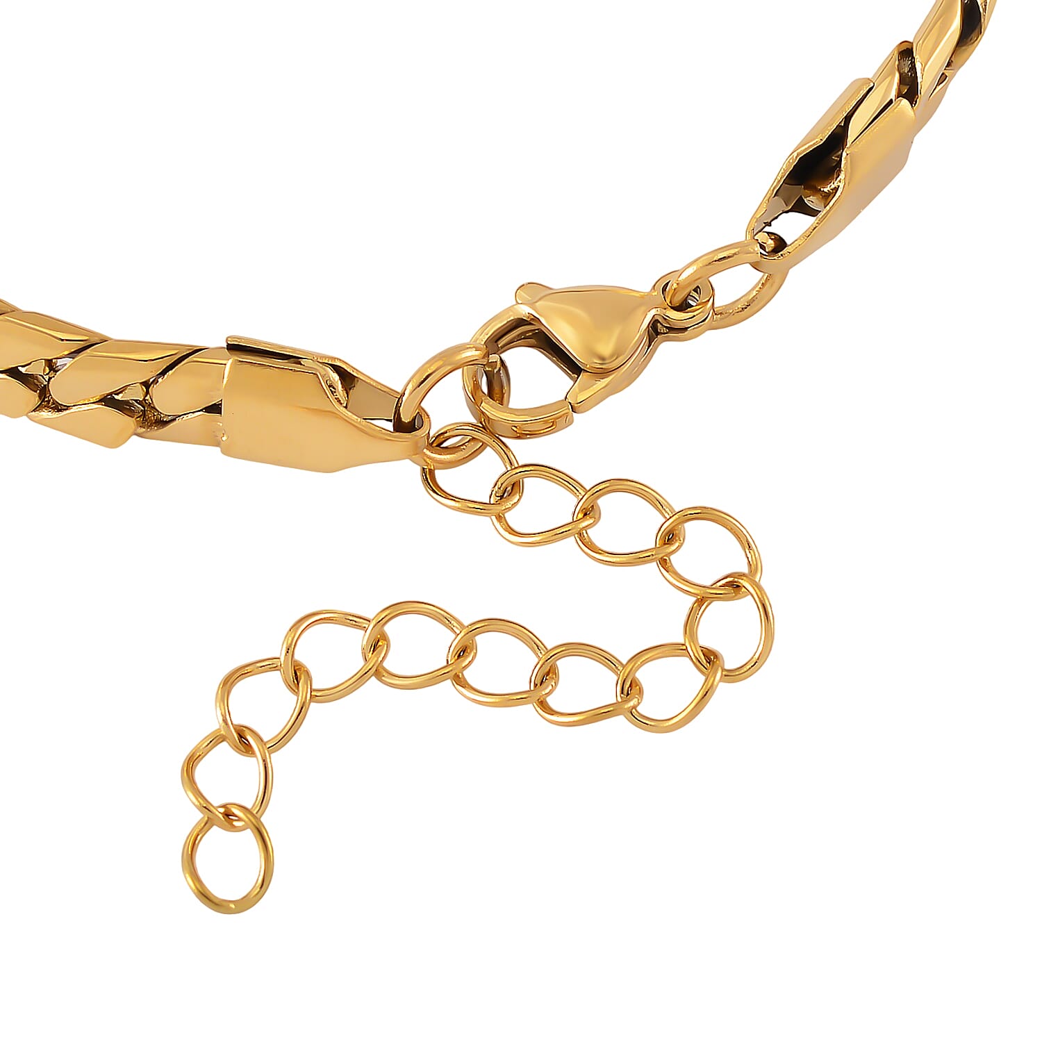 Simulated Pink Diamond Set of 2 Tennis and Curb Bracelet in ION Plated YG Stainless Steel (7.50-8.0In)
