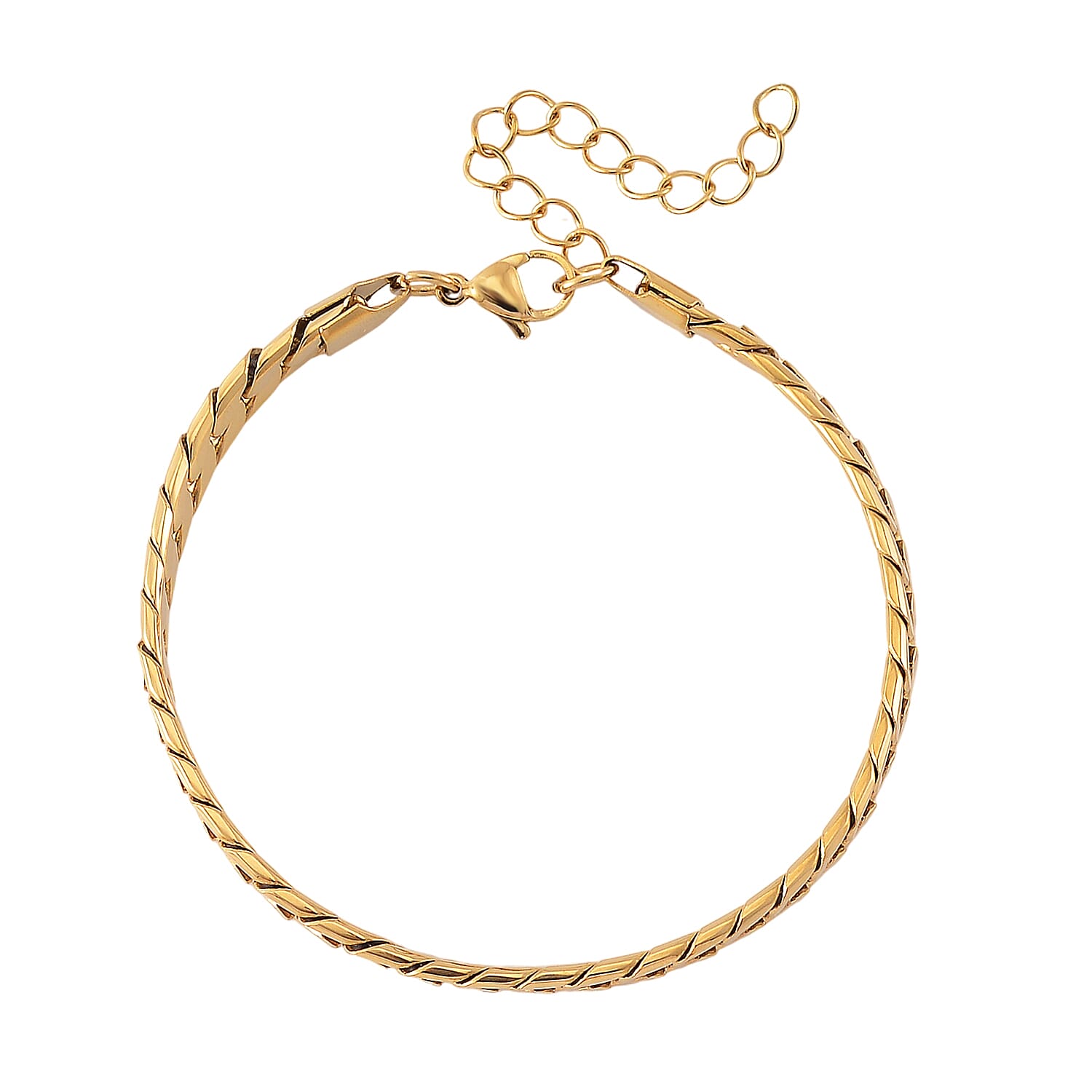 Simulated Pink Diamond Set of 2 Tennis and Curb Bracelet in ION Plated YG Stainless Steel (7.50-8.0In)