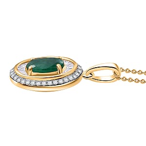 Luxoro AAA Kagem Zambian Emerald and G-H I2 Diamond 2.25 ctw Majestic Circle Pendant Necklace in 10K Yellow Gold 18-20 Inches 4.10 Grams