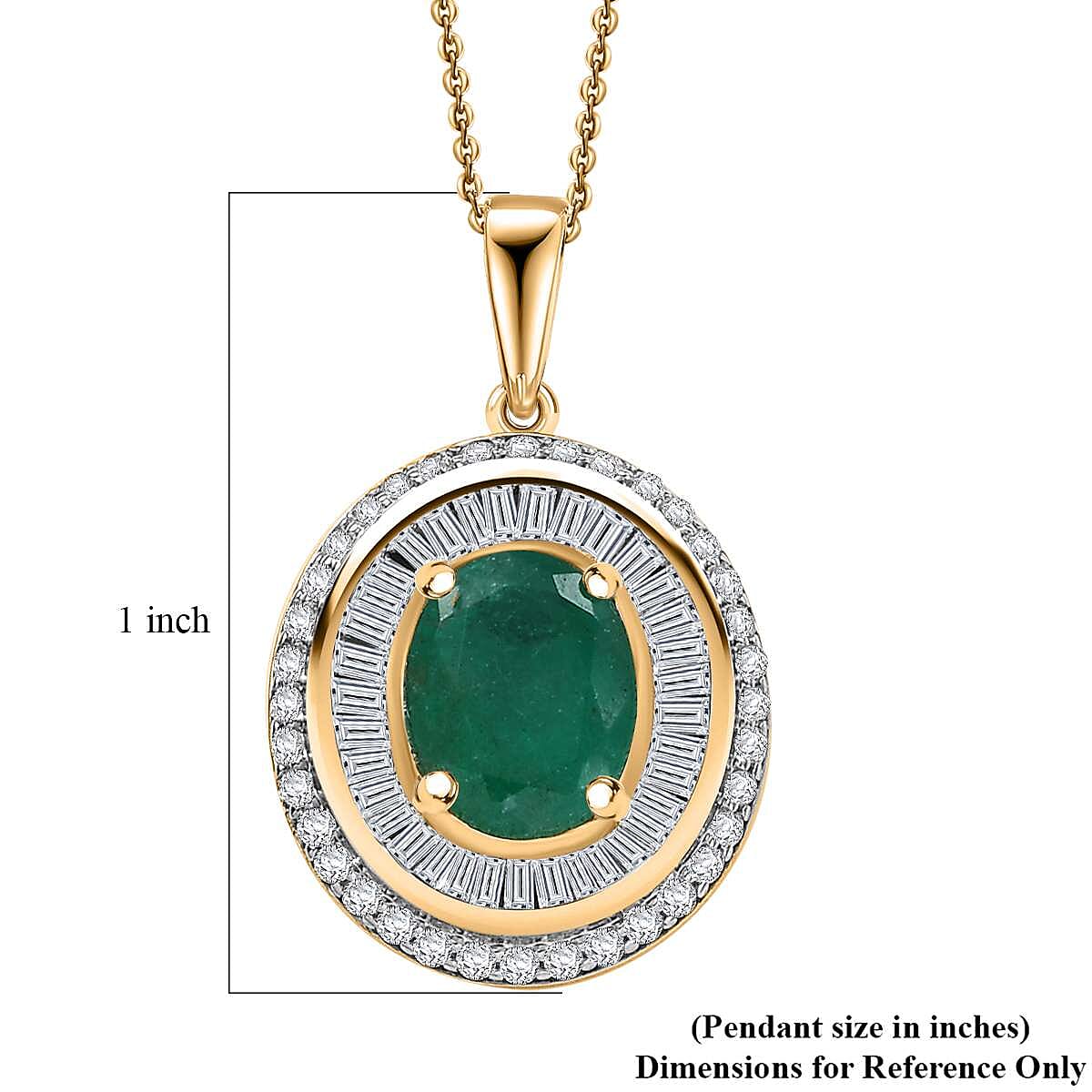 Luxoro AAA Kagem Zambian Emerald and G-H I2 Diamond 2.25 ctw Majestic Circle Pendant Necklace in 10K Yellow Gold 18-20 Inches 4.10 Grams