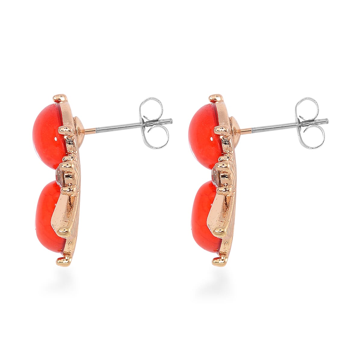 Red Howlite and White Crystal 90.00 ctw Bracelet (6.50-8.0In) and Earrings in Goldtone image number 7