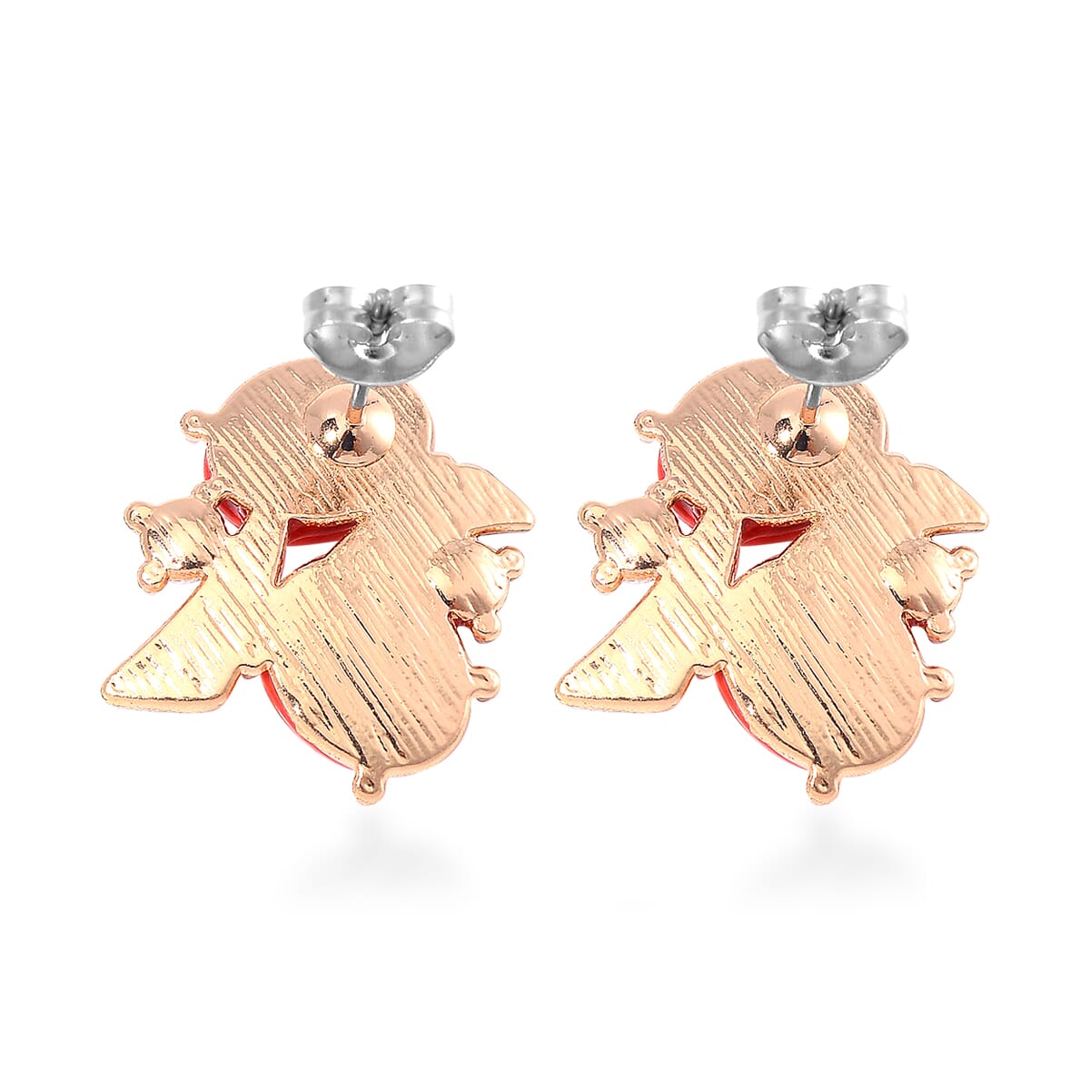 Red Howlite and White Crystal 90.00 ctw Bracelet (6.50-8.0In) and Earrings in Goldtone image number 8