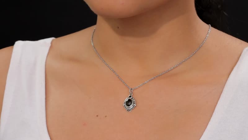 Artisan Crafted Elite Shungite and Thai Black Spinel 1.15 ctw Feather Pendant in Sterling Silver with Stainless Steel Necklace 20 Inches