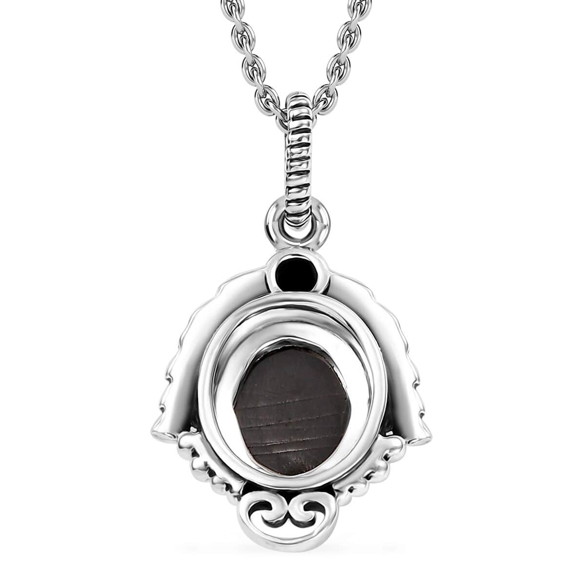 Elite Shungite and Thai Black Spinel 1.15 ctw Pendant in Sterling Silver with Stainless Steel Necklace 20 Inches image number 4