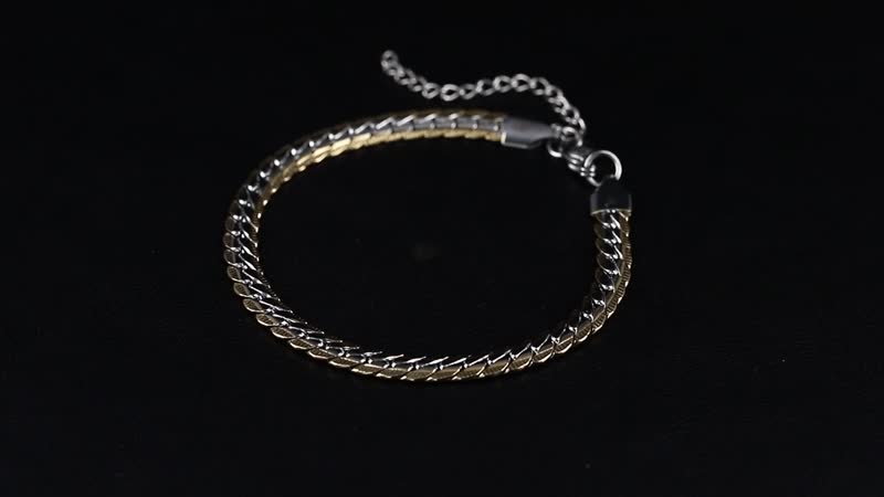 6mm Curb Chain Bracelet (7.50-9.50In) and Hoop Earrings in ION Plated YG and Stainless Steel