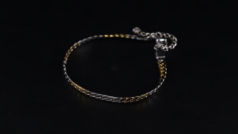 6mm Flat Curb Chain Bracelet (7.50-9.50In) and Hoop Earrings in ION Plated YG and Stainless Steel