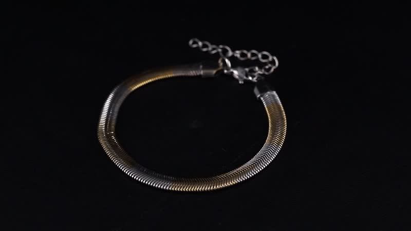 6mm Herringbone Chain Bracelet (7.50-9.50In) and Hoop Earrings in ION Plated YG and Stainless Steel
