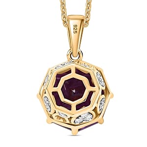 African Amethyst and White Zircon Pendant 6.86 ctw Necklace in Vermeil YG Over Sterling Silver 20 Inches