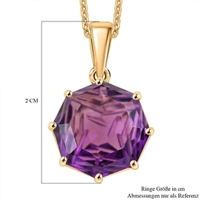 African Amethyst and White Zircon Pendant 6.86 ctw Necklace in Vermeil YG Over Sterling Silver 20 Inches