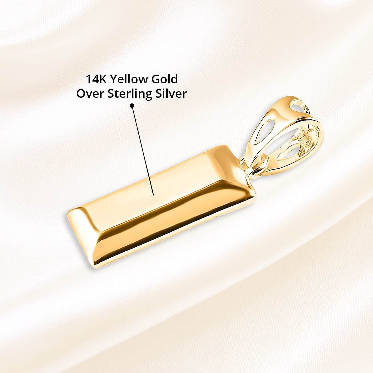 Set of 2 14K Yellow Gold Over and Sterling Silver Bar Pendant without Chain 4.30 Grams