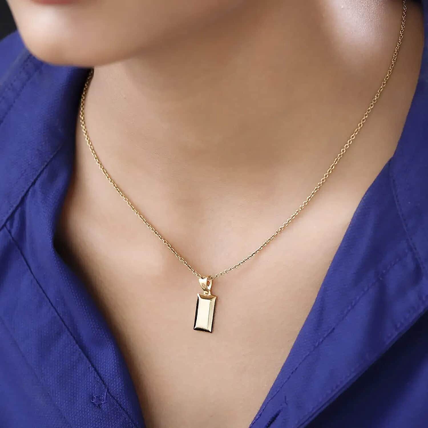 Set of 2 14K Yellow Gold Over and Sterling Silver Bar Pendant without Chain 4.30 Grams