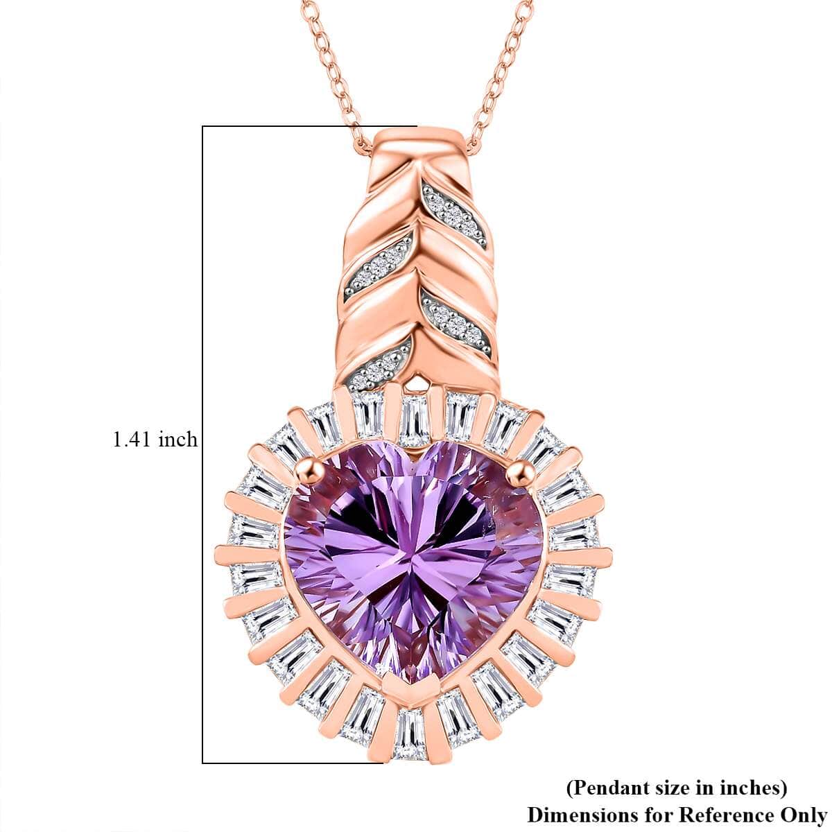 GP Amore Collection Rose De France Amethyst and Moissanite 9.70 ctw Pendant Necklace in 18K Vermeil Rose Gold Over Sterling Silver 20 Inches image number 6