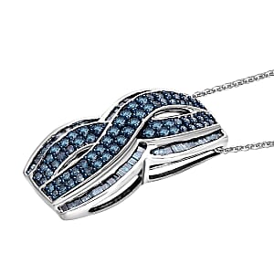 Blue Diamond 1.00 ctw Infinity Pendant Necklace in Platinum Over Sterling Silver 20 Inches