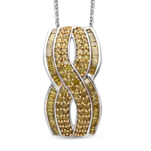 Yellow Diamond 1.00 ctw Infinity Pendant Necklace in Platinum Over Sterling Silver 20 Inches