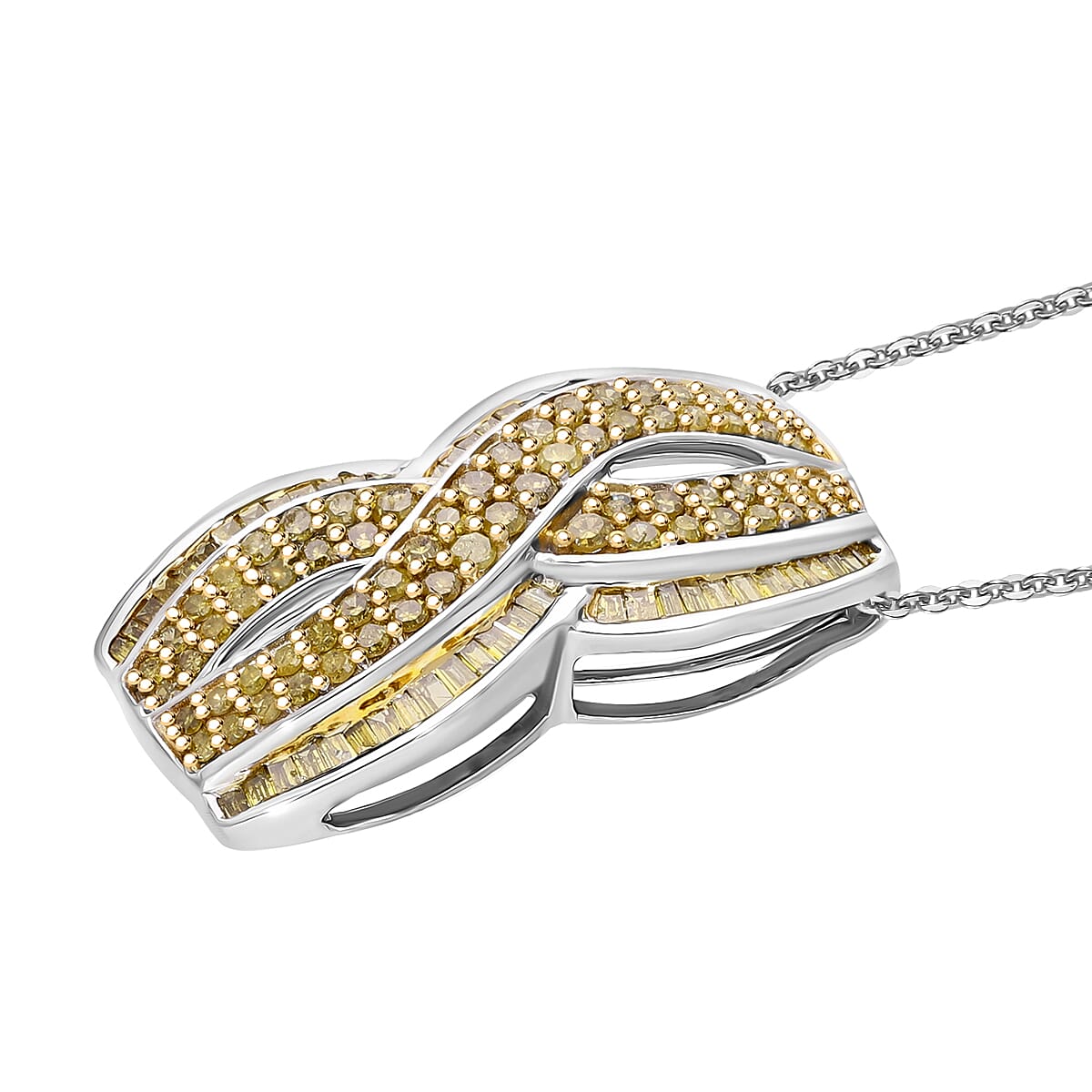 Yellow Diamond 1.00 ctw Infinity Pendant Necklace in Platinum Over Sterling Silver 20 Inches image number 2