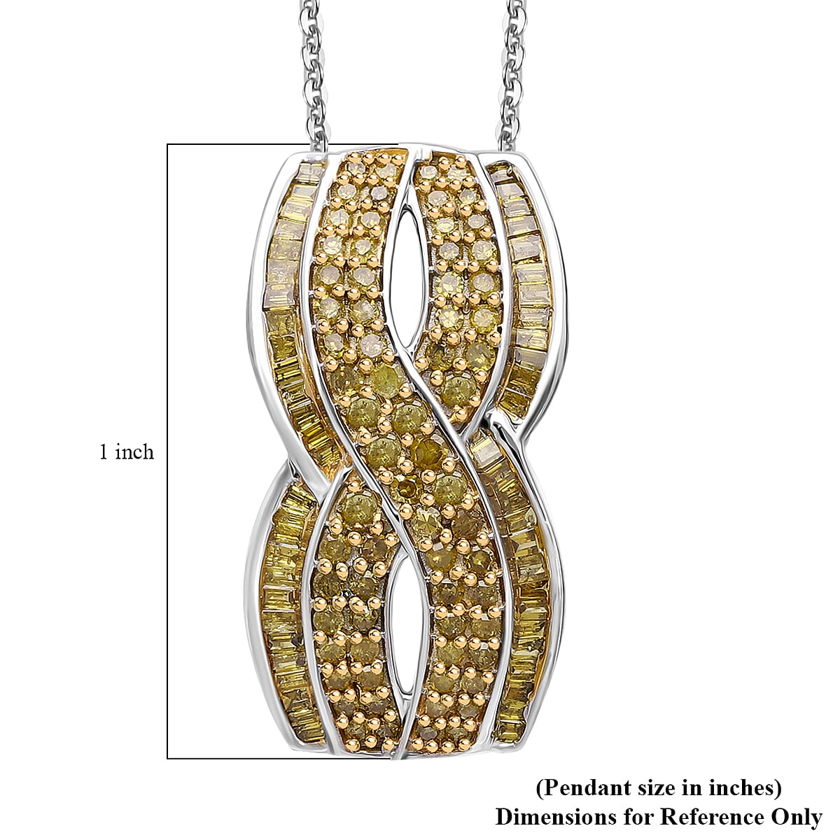Yellow Diamond 1.00 ctw Infinity Pendant Necklace in Platinum Over Sterling Silver 20 Inches image number 4