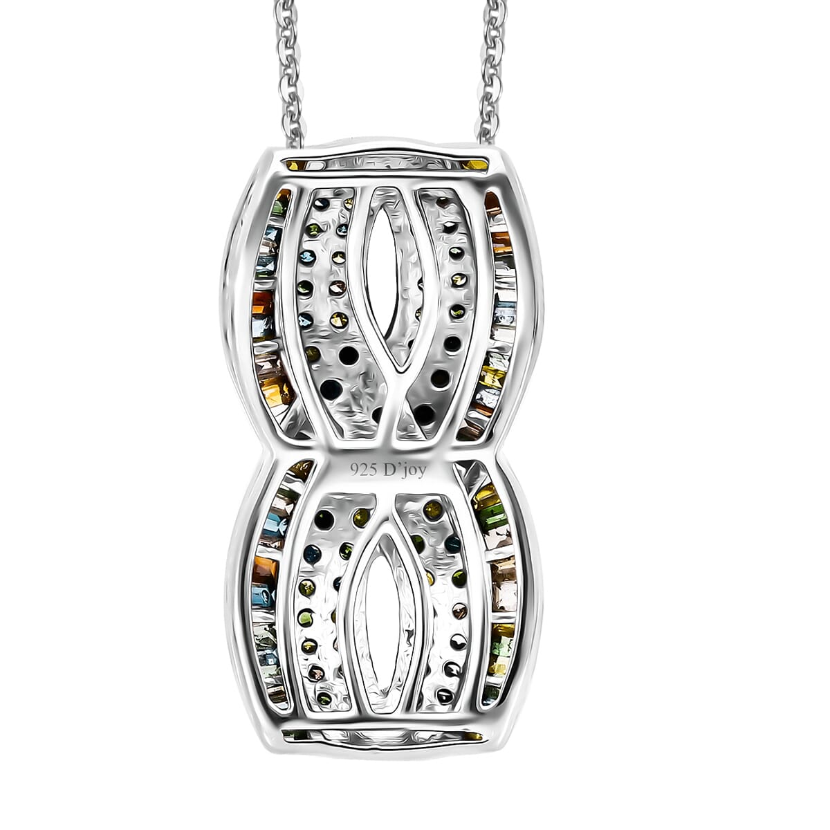 Multi Diamond 1.00 ctw Infinity Pendant Necklace in Platinum Over Sterling Silver 20 Inches image number 3