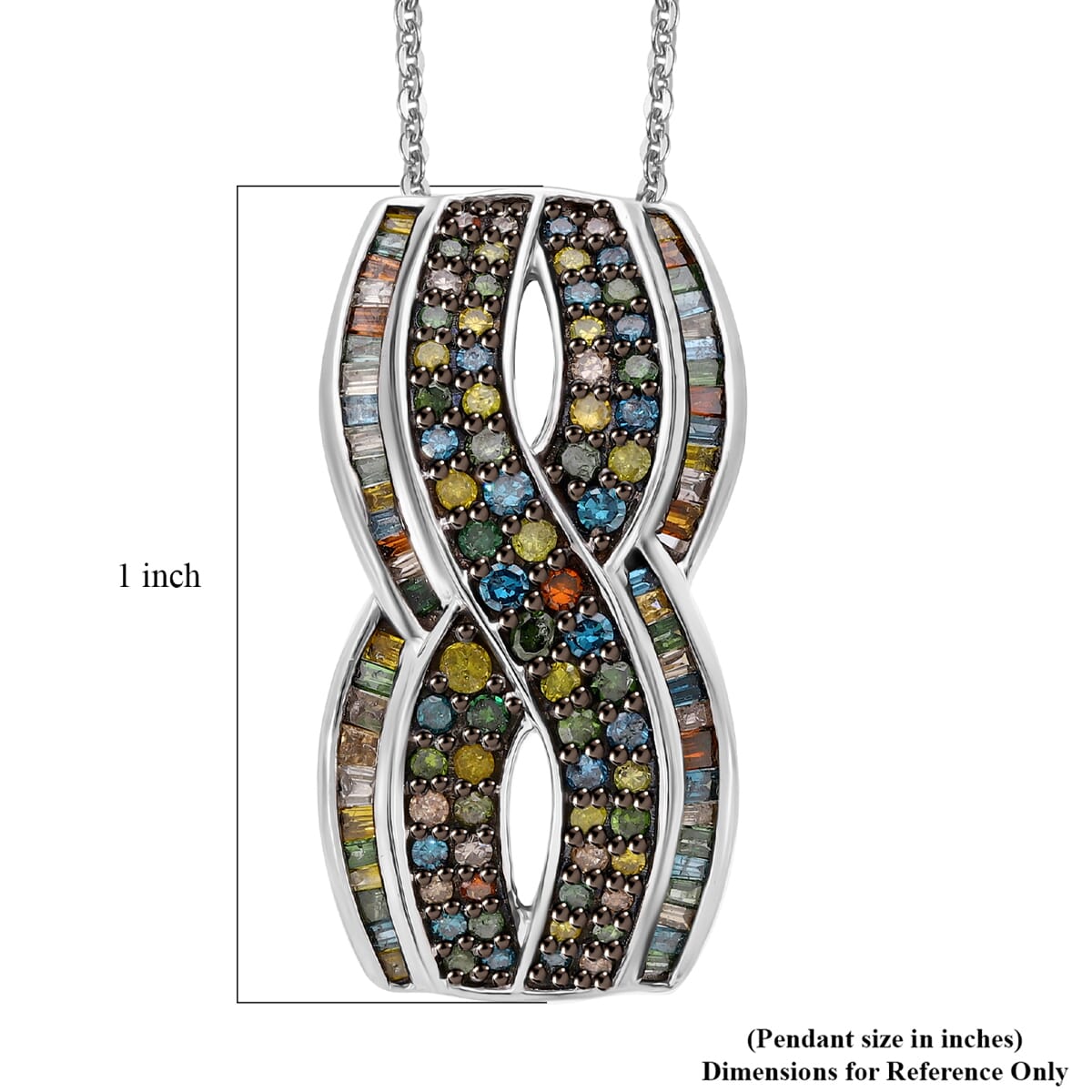 Multi Diamond 1.00 ctw Infinity Pendant Necklace in Platinum Over Sterling Silver 20 Inches image number 4