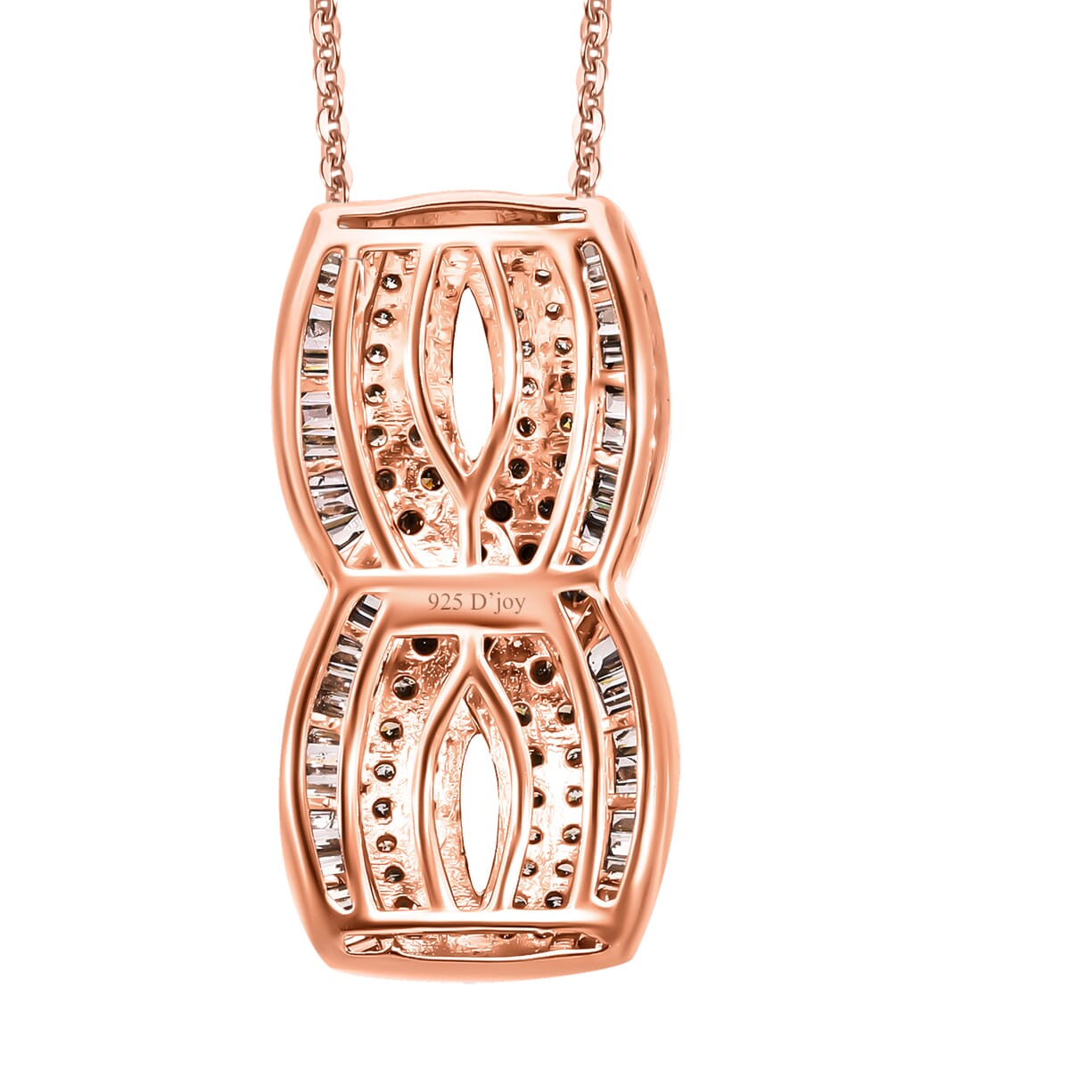 Natural Champagne Diamond 1.00 ctw Infinity Pendant Necklace in Vermeil Rose Gold Over Sterling Silver 20 Inches image number 3