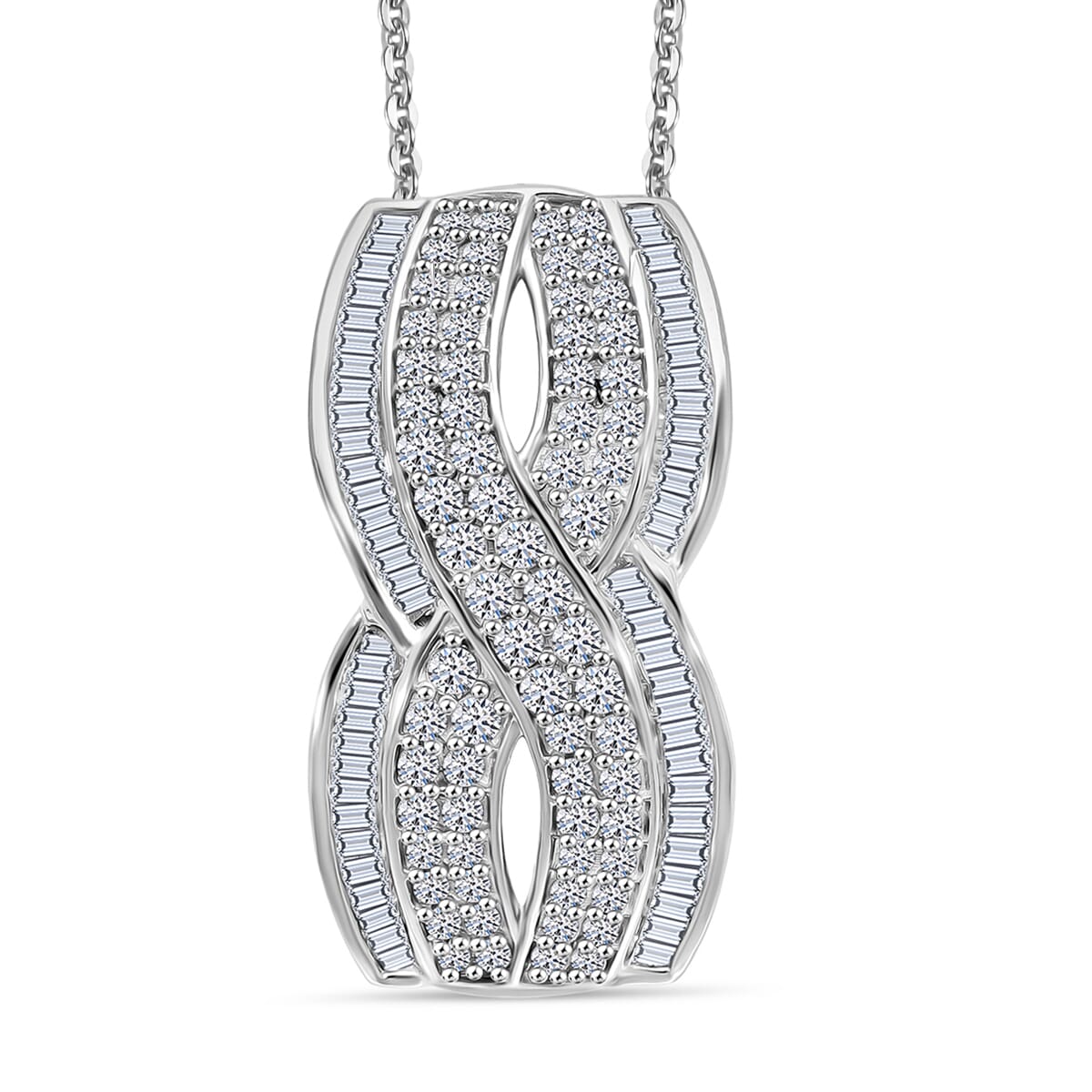 Diamond 1.00 ctw Infinity Pendant Necklace in Platinum Over Sterling Silver 20 Inches image number 0
