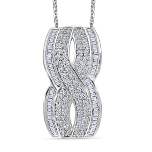 Diamond 1.00 ctw Infinity Pendant Necklace in Platinum Over Sterling Silver 20 Inches