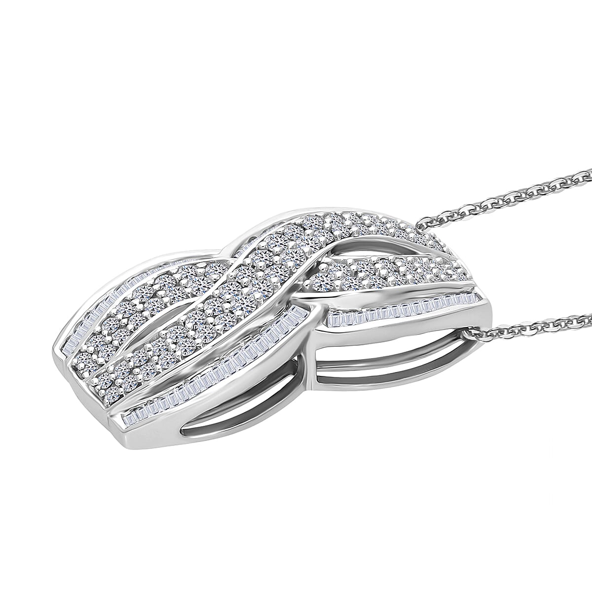 Diamond 1.00 ctw Infinity Pendant Necklace in Platinum Over Sterling Silver 20 Inches
