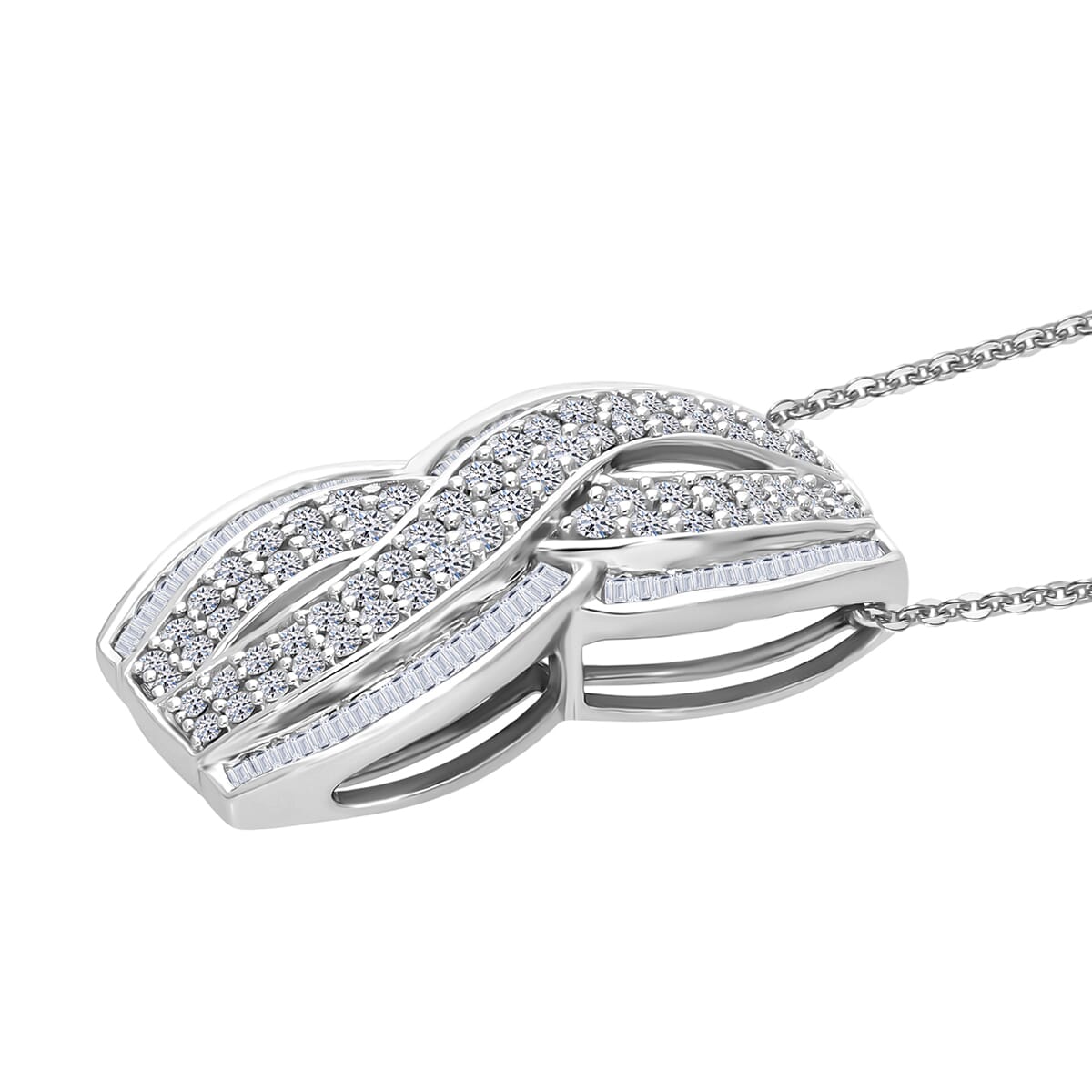 Diamond 1.00 ctw Infinity Pendant Necklace in Platinum Over Sterling Silver 20 Inches image number 2