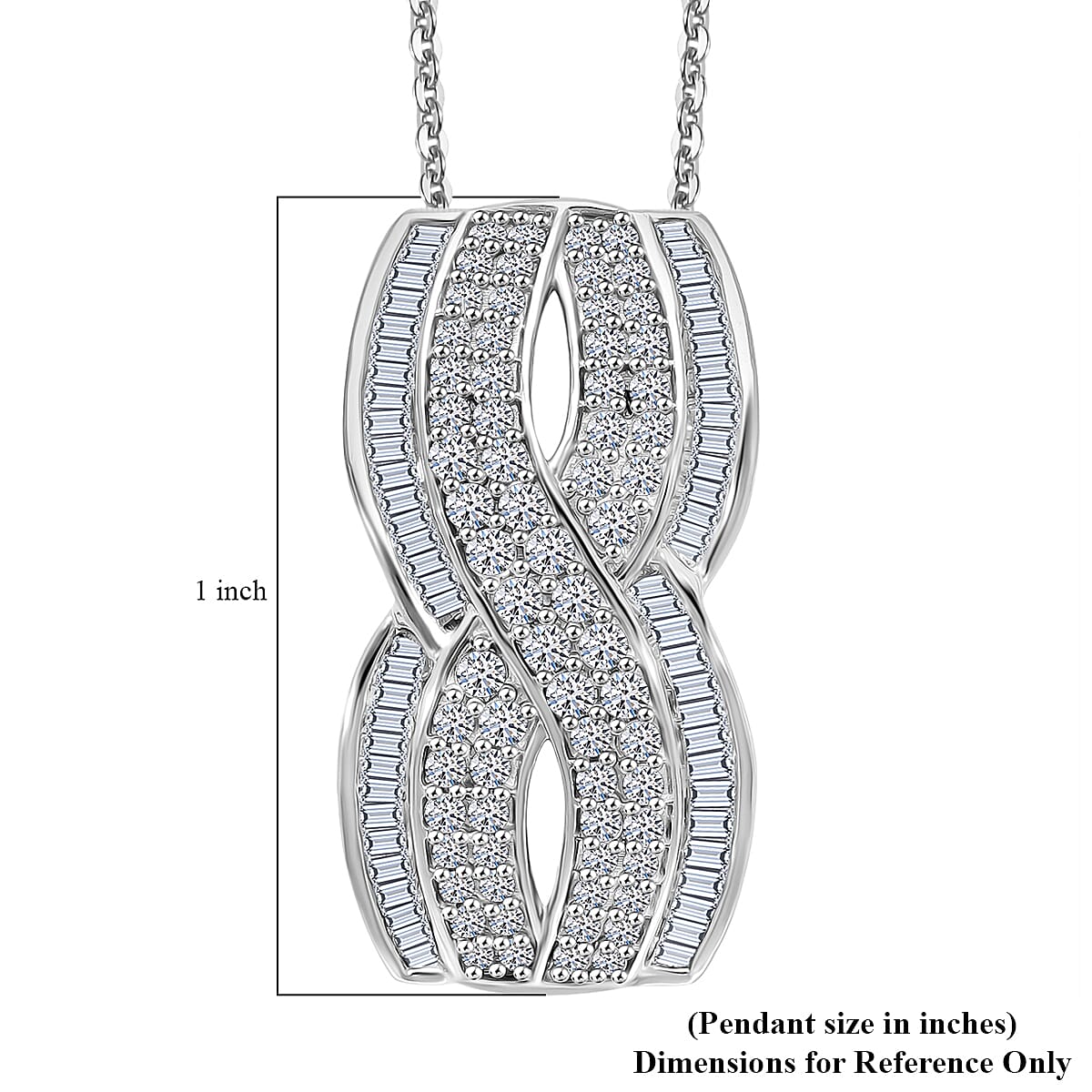 Diamond 1.00 ctw Infinity Pendant Necklace in Platinum Over Sterling Silver 20 Inches