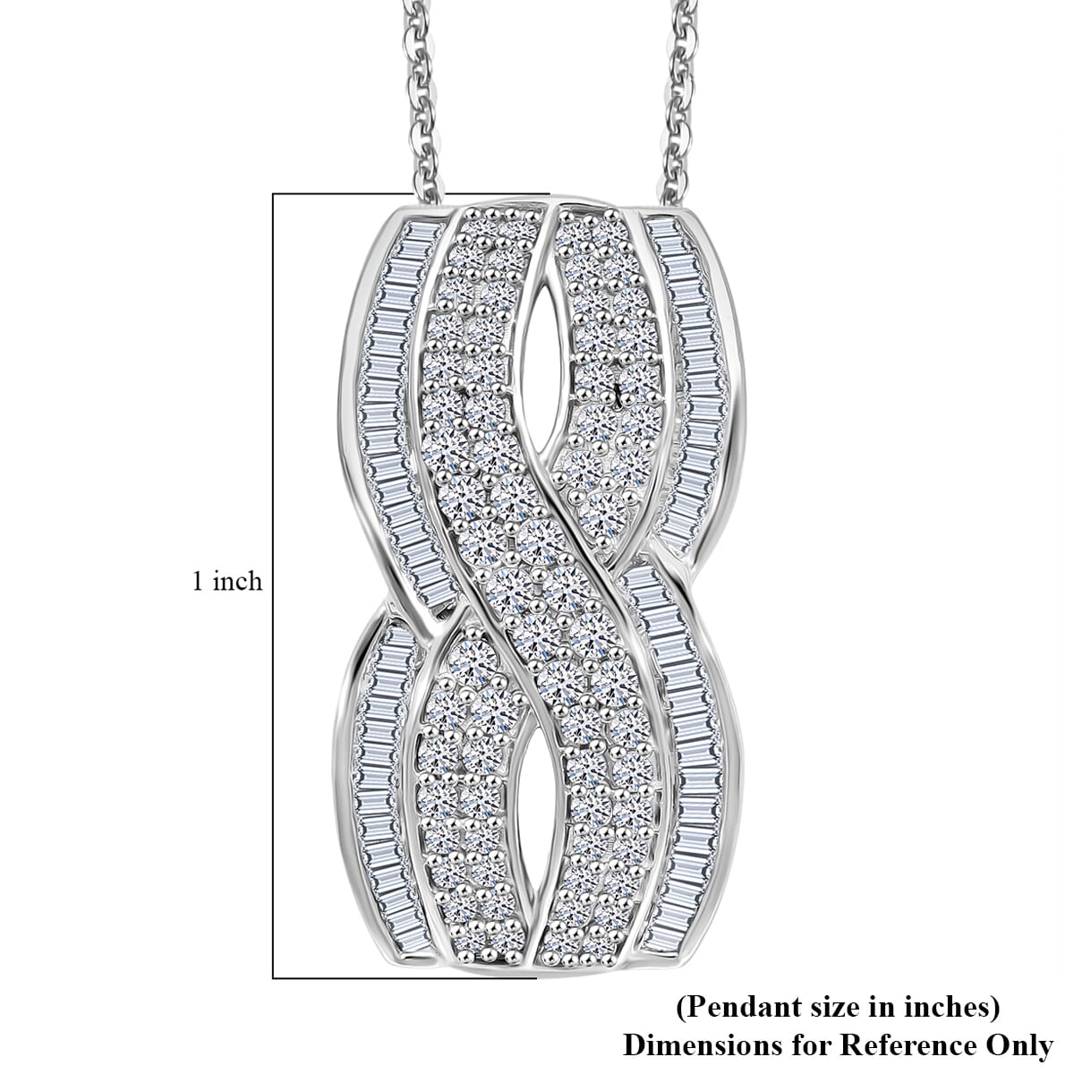 Diamond 1.00 ctw Infinity Pendant Necklace in Platinum Over Sterling Silver 20 Inches image number 4