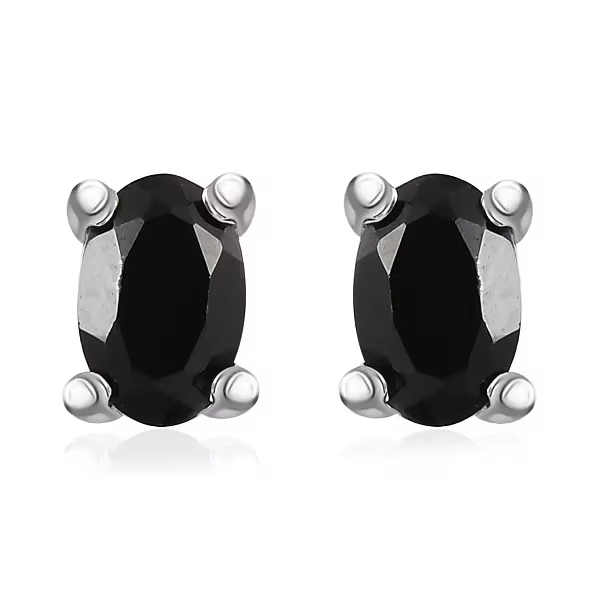 Set of 2 Elite Shungite 2.10 ctw Solitaire Stud Earrings and Cross Pendant Necklace 20 Inches in Stainless Steel