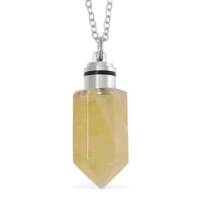 Brazilian Citrine 55.00 ctw Pendant with Yellow LED Light in Silvertone 20-22 Inches