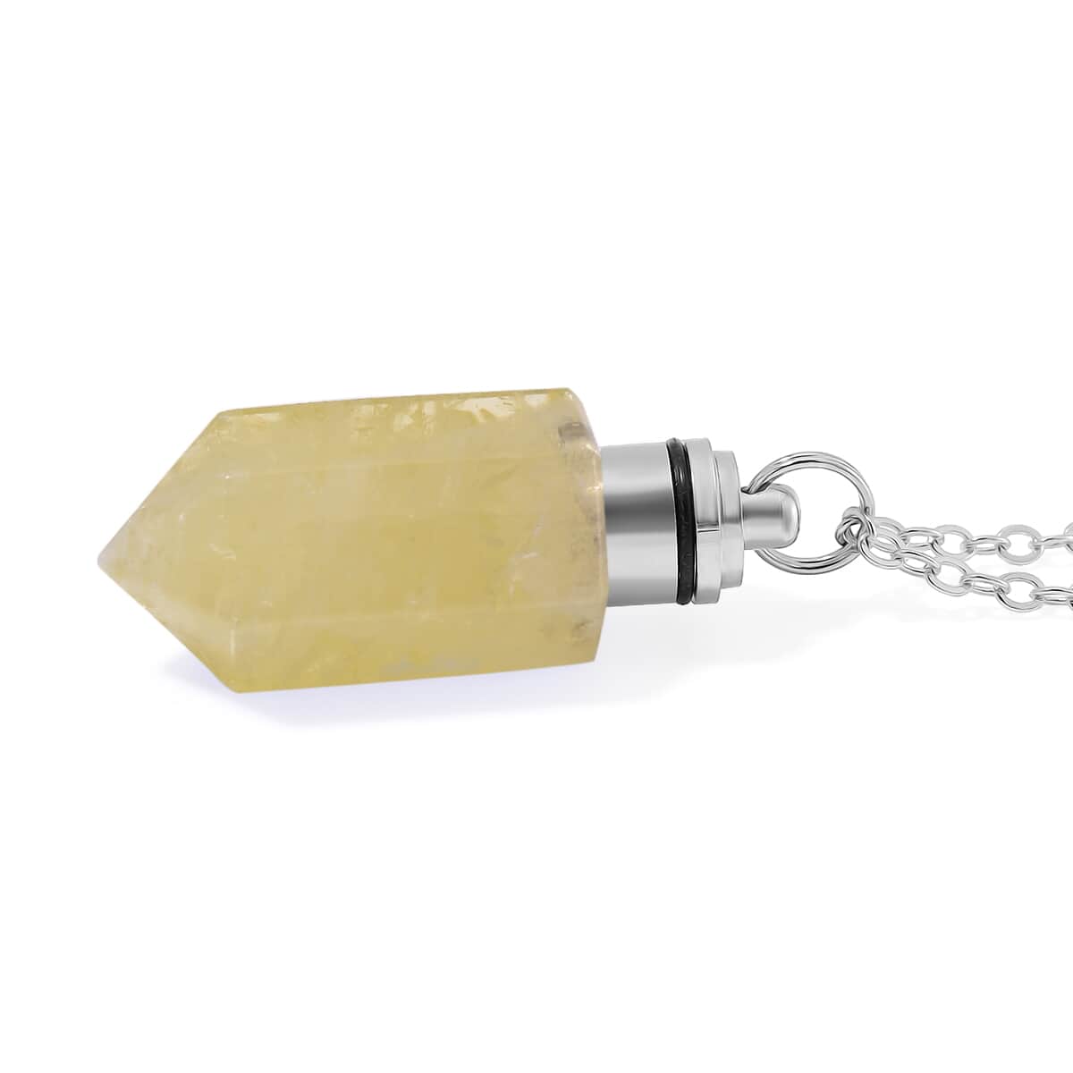 Brazilian Citrine 55.00 ctw Pendant with Yellow LED Light in Silvertone 20-22 Inches image number 3