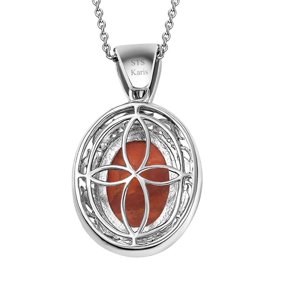 3Pc Set - Karis Mojave Orange Turquoise 31.65 ctw Lever Back Earrings, Ring (Size 11.00) and Pendant in 18K YG Plated and Platinum Bond with Stainless Steel Necklace 20 Inhces image number 7