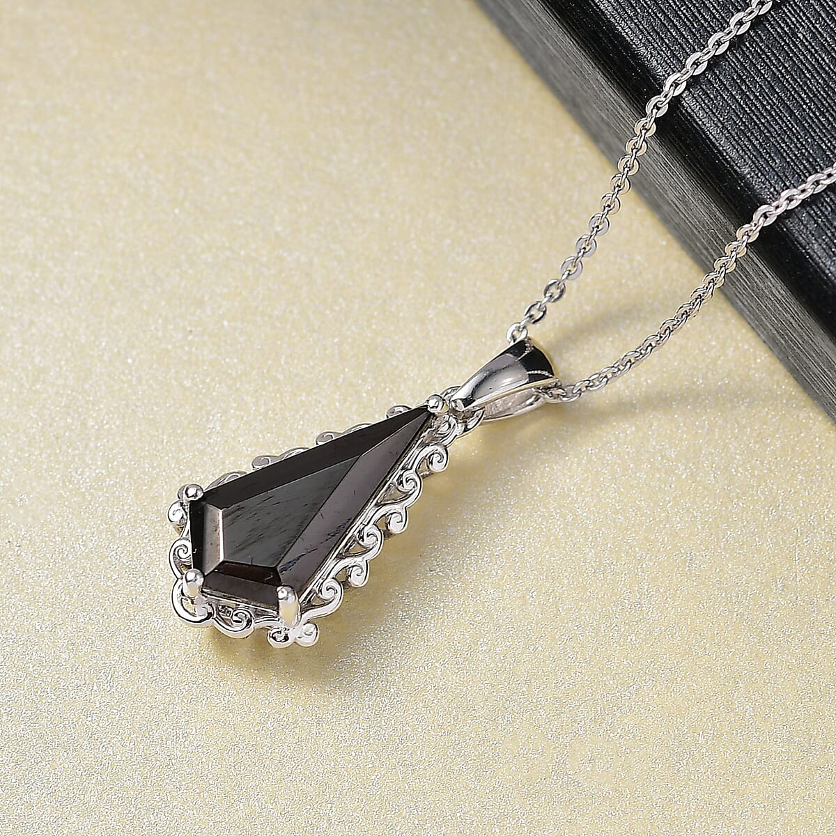 D'Joy Elite Shungite 1.85 ctw Pendant Necklace (20 Inches) in Rhodium Over Sterling Silver image number 1