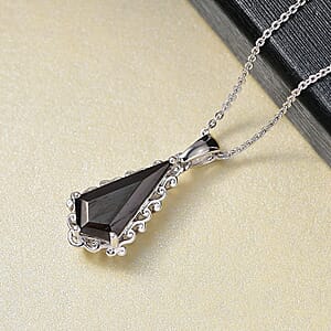 D'Joy Elite Shungite 1.85 ctw Pendant Necklace (20 Inches) in Rhodium Over Sterling Silver