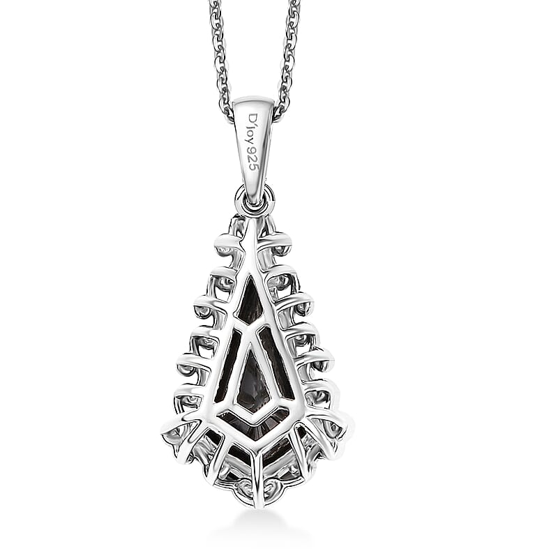 D'Joy Elite Shungite 1.85 ctw Pendant Necklace (20 Inches) in Rhodium Over Sterling Silver