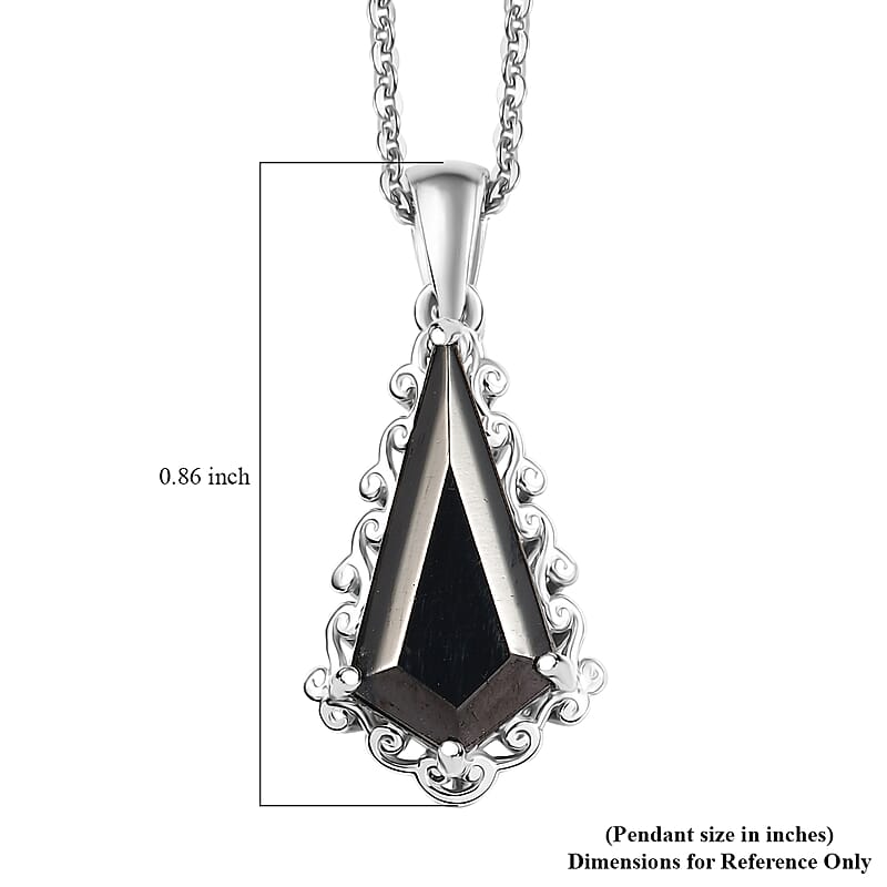 D'Joy Elite Shungite 1.85 ctw Pendant Necklace (20 Inches) in Rhodium Over Sterling Silver