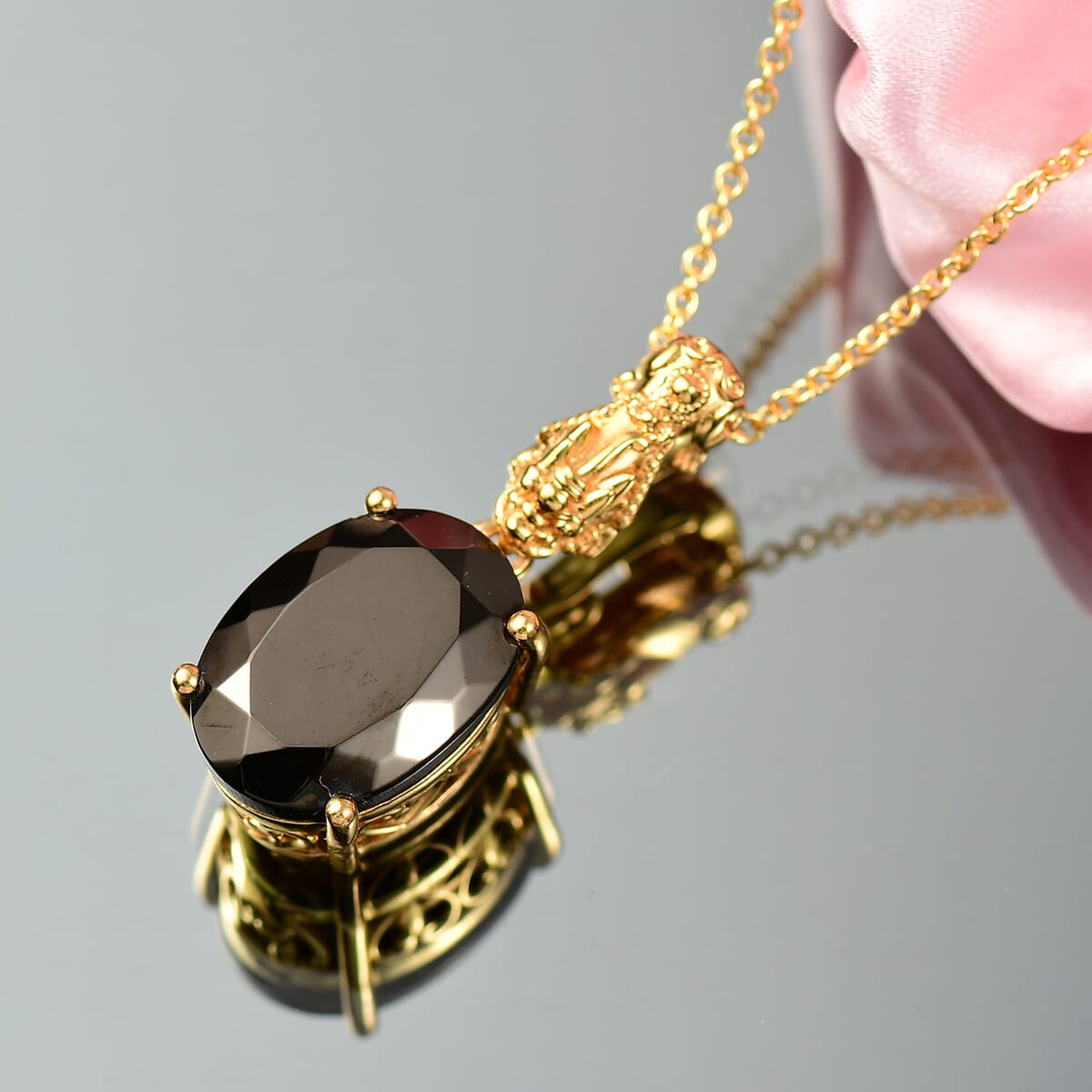 EverTrue Elite Shungite 6.85 ctw Pendant in 18K YG Plated with ION Plated YG Stainless Steel Chain 20 Inches  image number 1