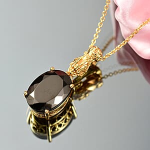 EverTrue Elite Shungite 6.85 ctw Pendant in 18K YG Plated with ION Plated YG Stainless Steel Necklace 20 Inches 