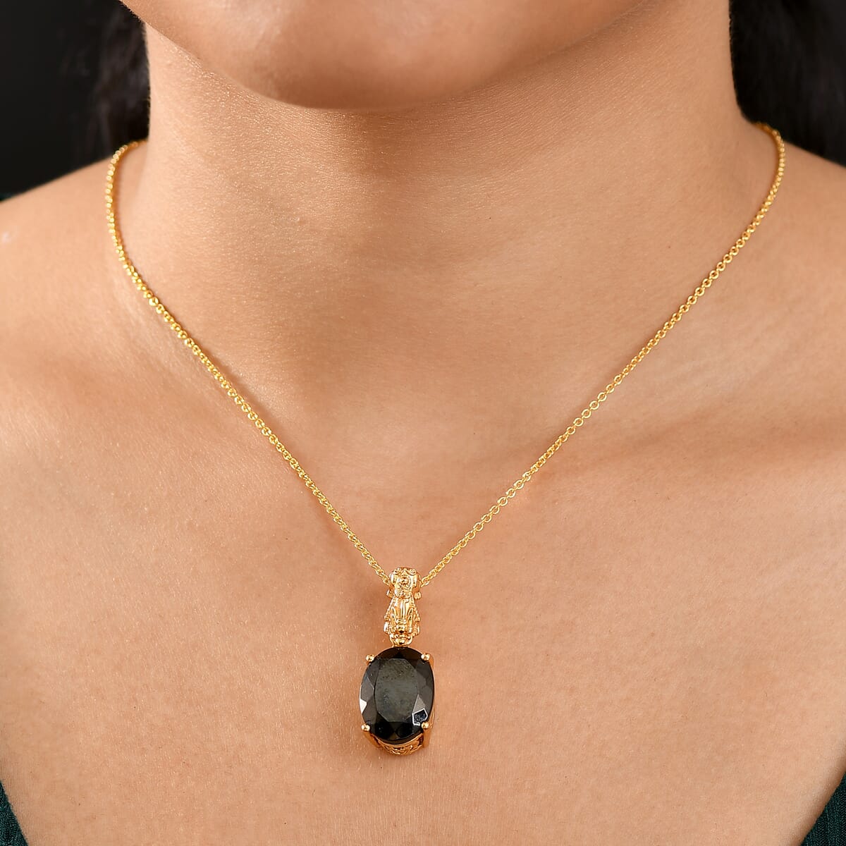 EverTrue Elite Shungite 6.85 ctw Pendant in 18K YG Plated with ION Plated YG Stainless Steel Chain 20 Inches  image number 2