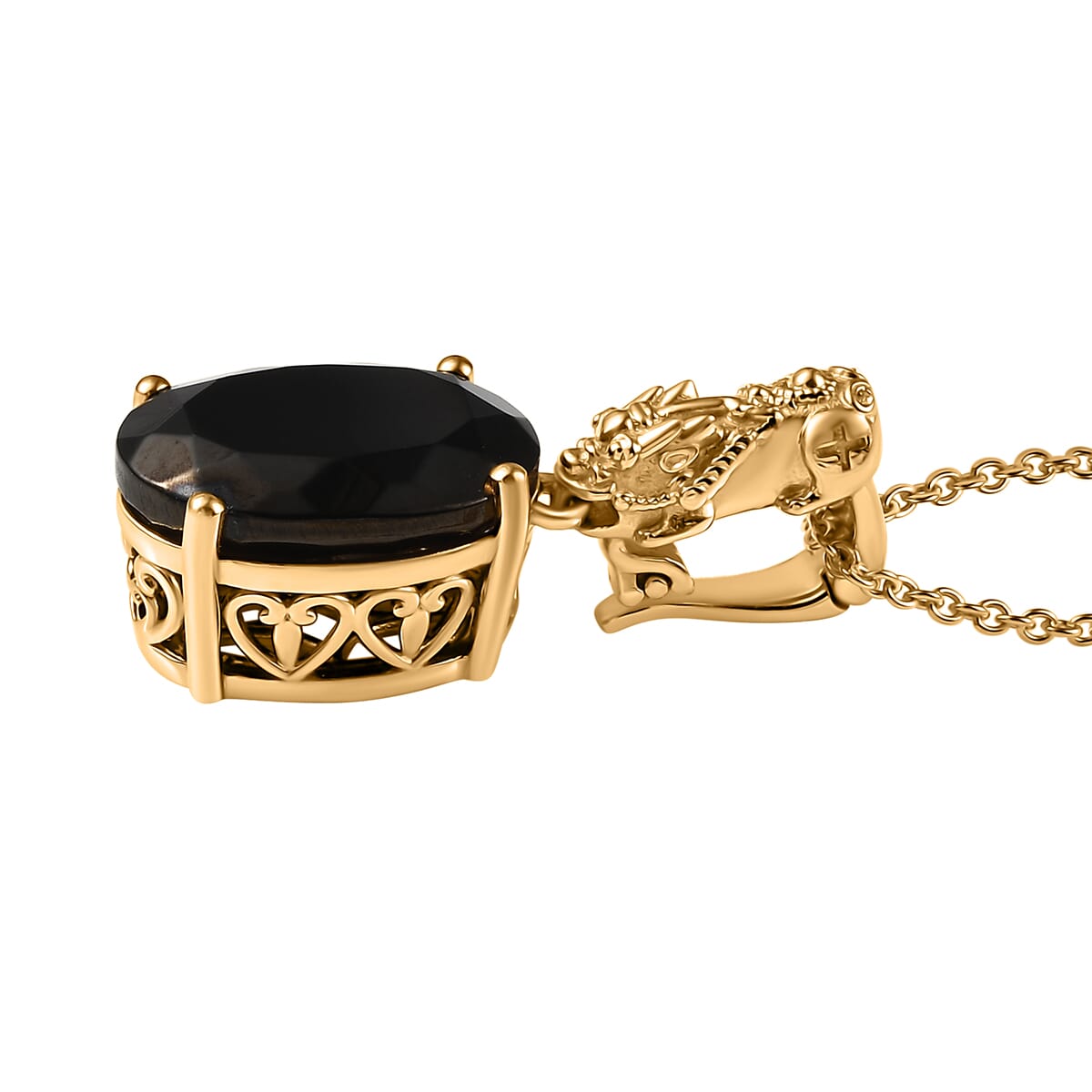 EverTrue Elite Shungite 6.85 ctw Pendant in 18K YG Plated with ION Plated YG Stainless Steel Chain 20 Inches  image number 3