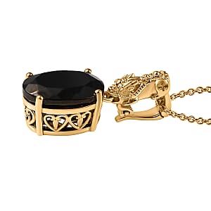 EverTrue Elite Shungite 6.85 ctw Pendant in 18K YG Plated with ION Plated YG Stainless Steel Necklace 20 Inches 